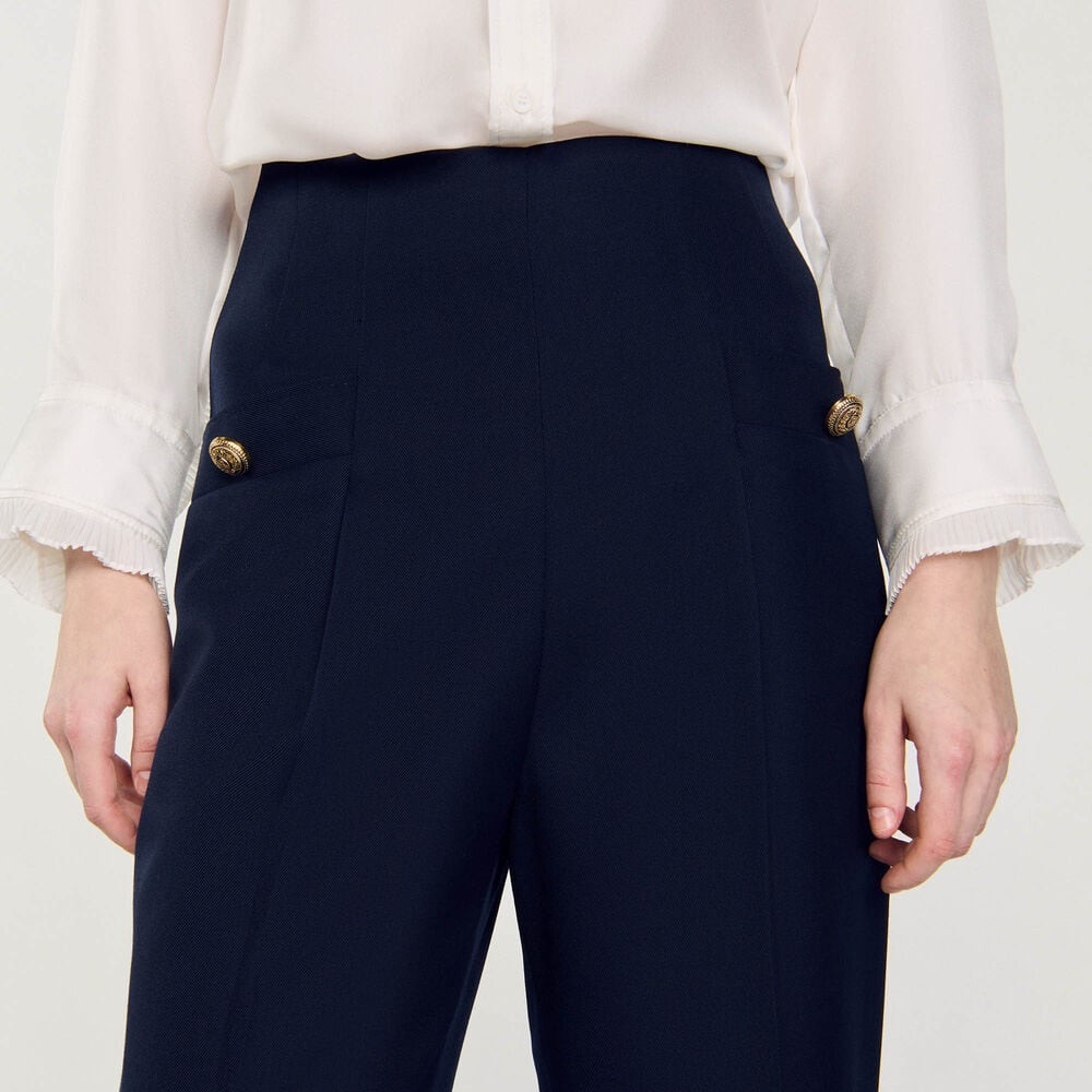 Sandro Navy Wide Leg Trousers (Navy)